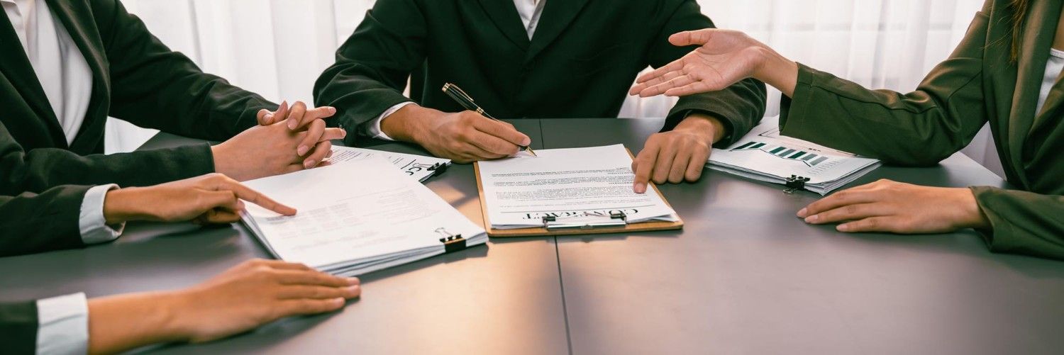 Corporate legal team in meeting